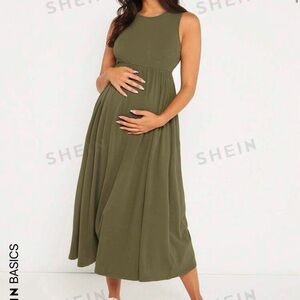Maternity solid flare hem dress